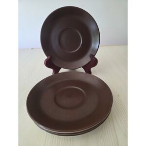 WOOD & SONS WELLESLEY BURSLEM ENGLAND Brown Saucers Set of 4